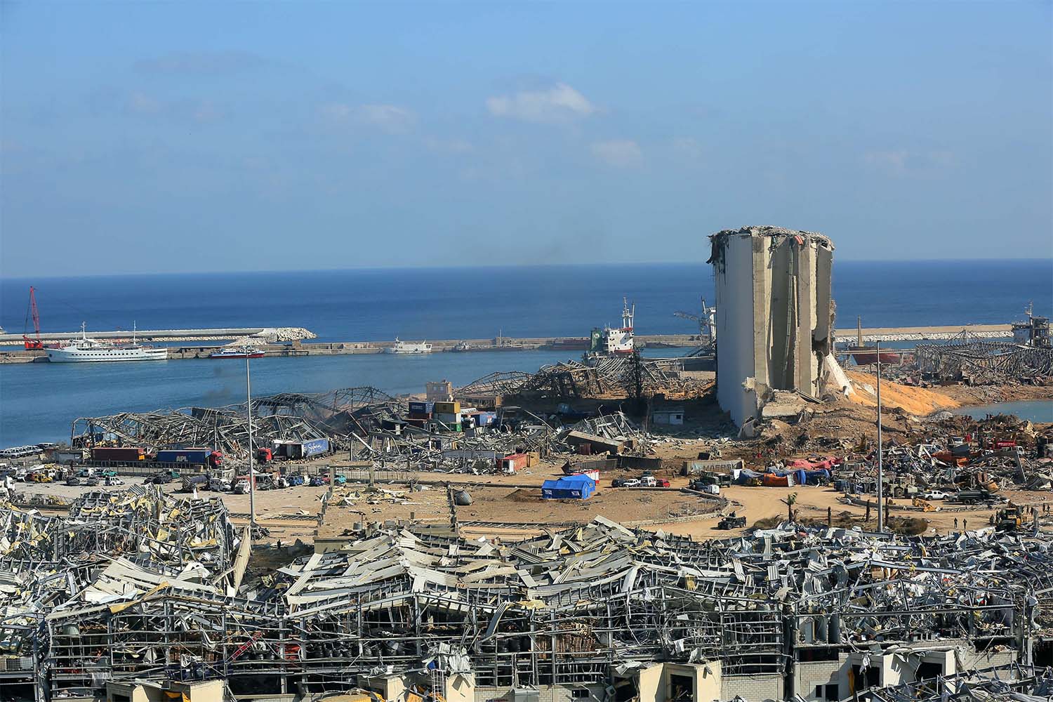 The destroyed port after a massive explosion rocked Beirut