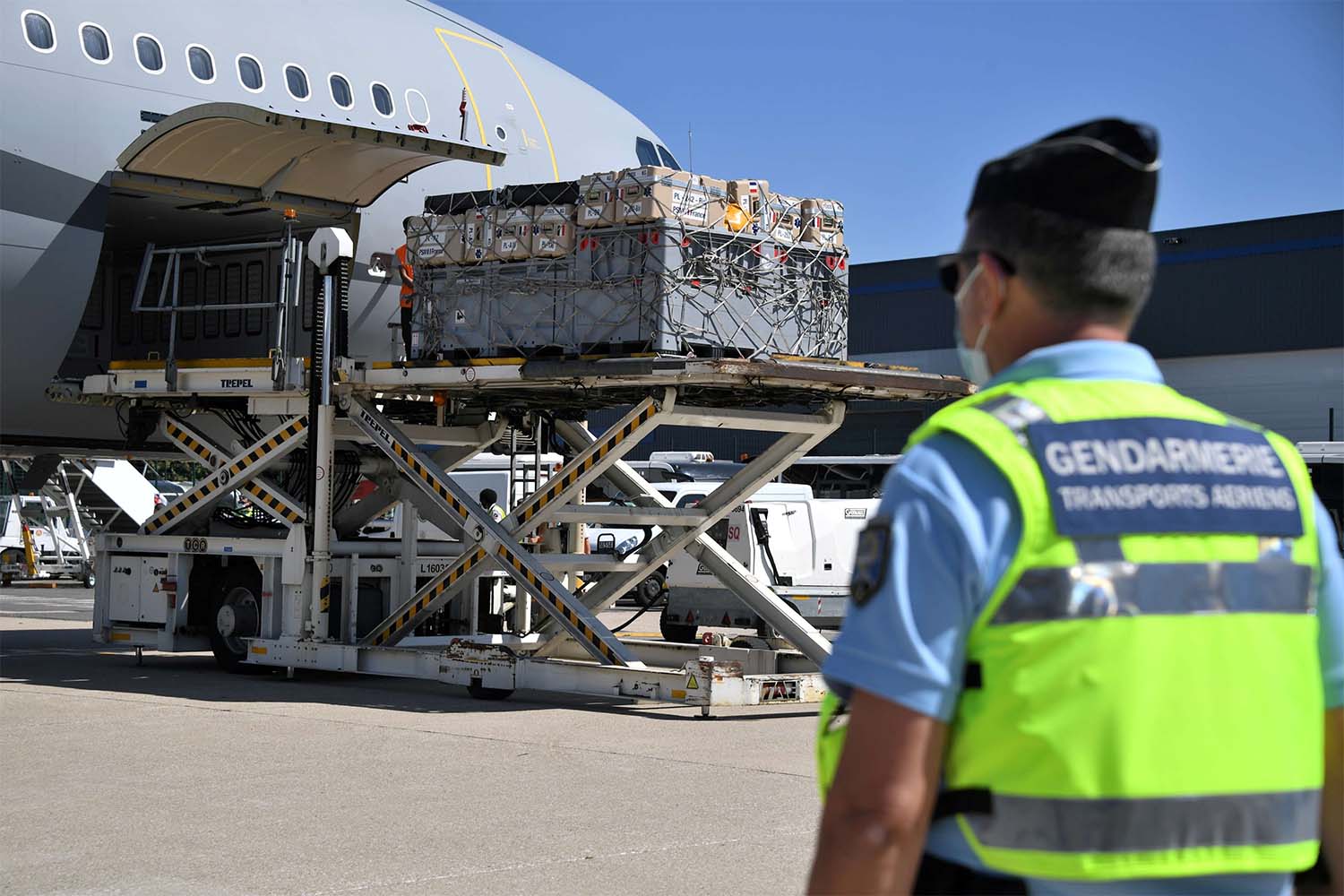 Medical and sanitary supplies are loaded aboard France's Airbus A330  destined to Beirut