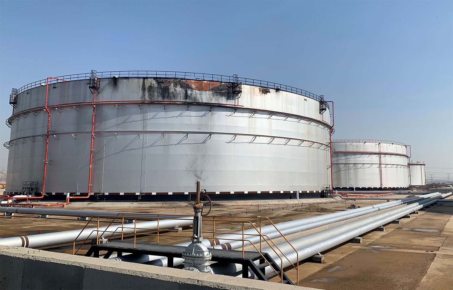 One of the 13 tanks at Aramco's North Jeddah Bulk Plant is currently out of action