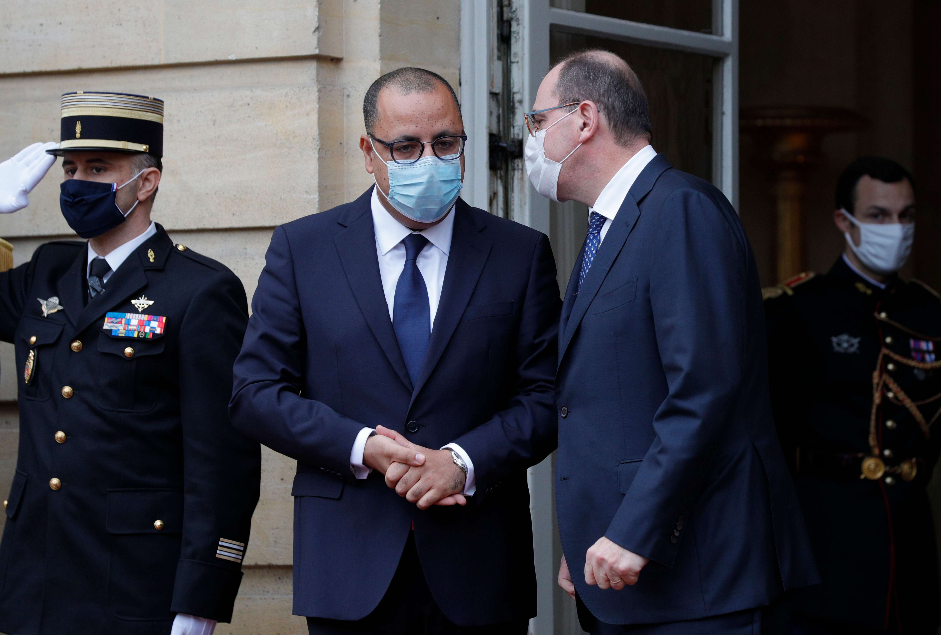 رئيس الحكومة التونسية هشام المشيشي ونظيره الفرنسي جان كاستكس 