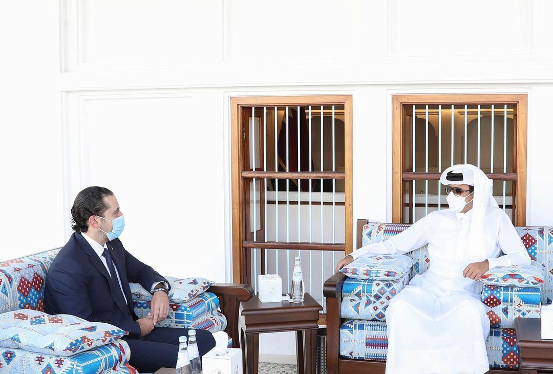 رئيس الوزراء اللبناني المكلف سعد الحريري يلتقي امير قطر في الدوحة