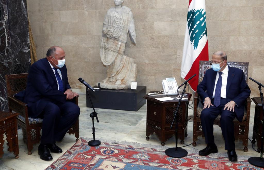 الرئيس اللبناني ميشال عون يستقبل وزير الخارجية المصري سامح شكري