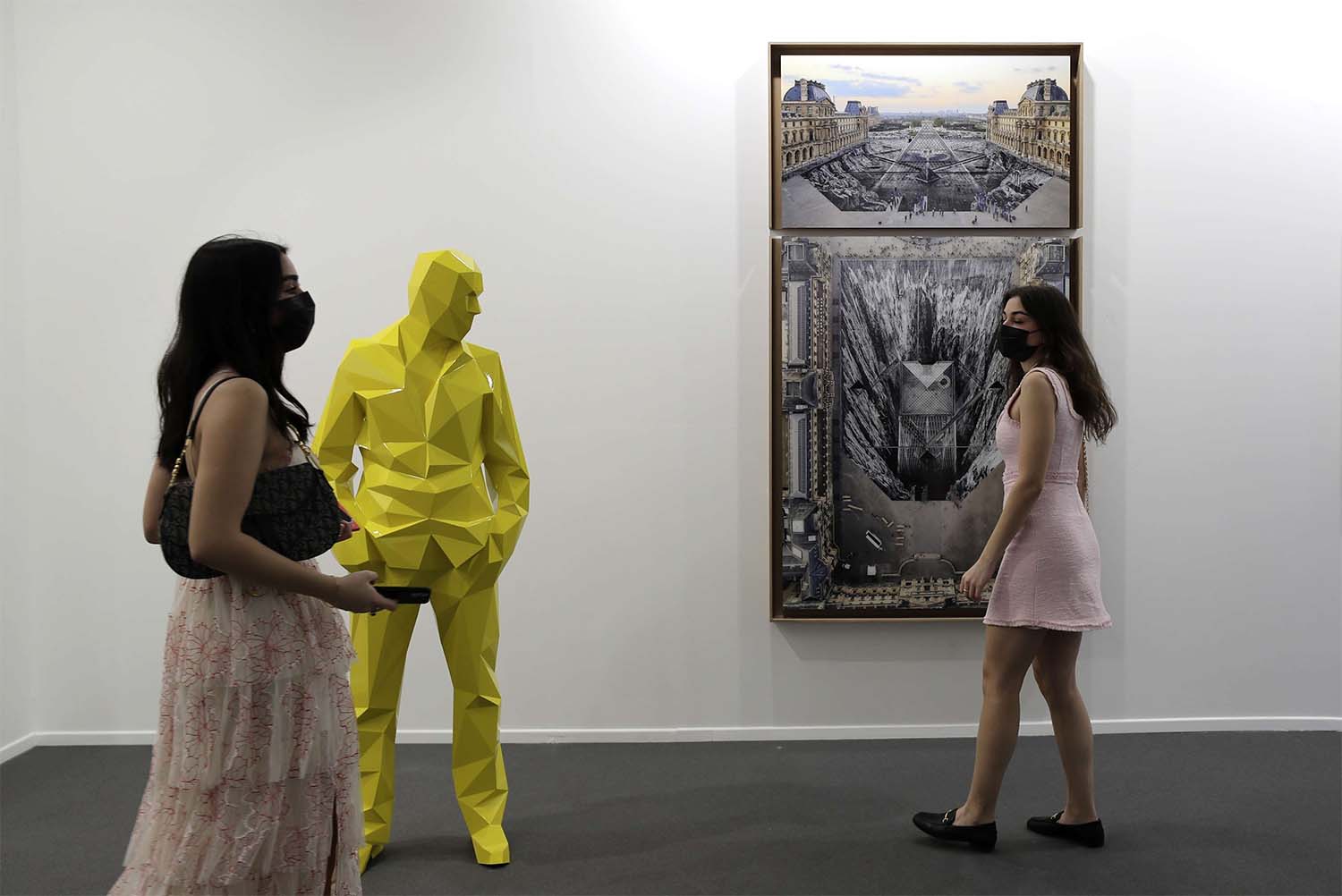 People visit Perrotin gallery of the 14th edition of Art Dubai at Dubai International Financial Centre