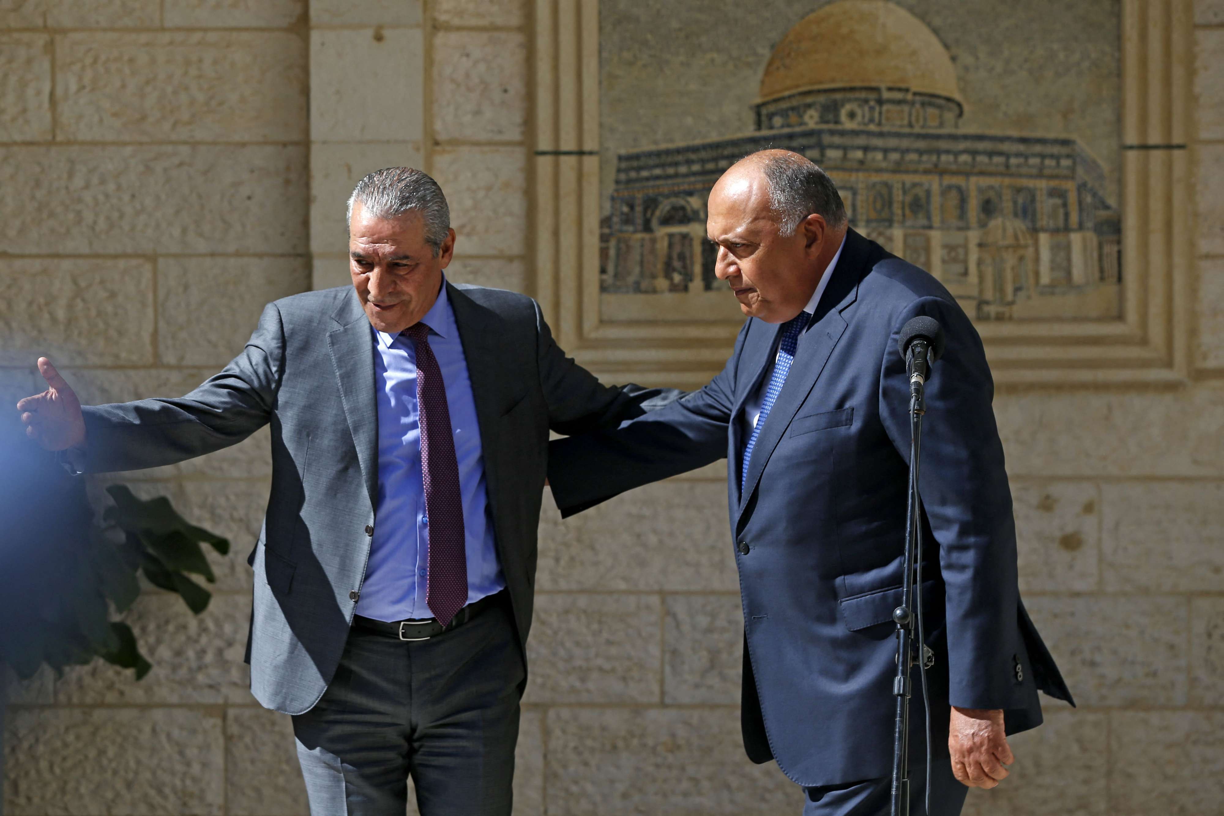 وزير الخارجية المصري يصل رام الله لبحث إعادة إعمار غزة