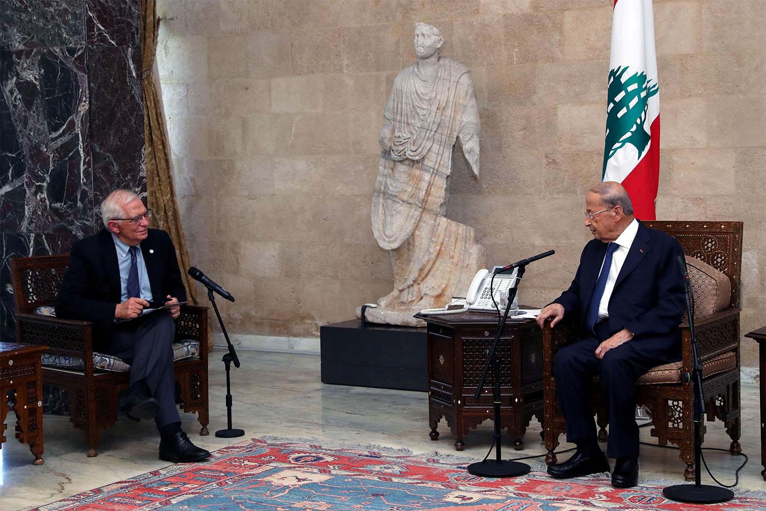 Borrell (L) said Lebanon needed a government with technical capacity and real authority