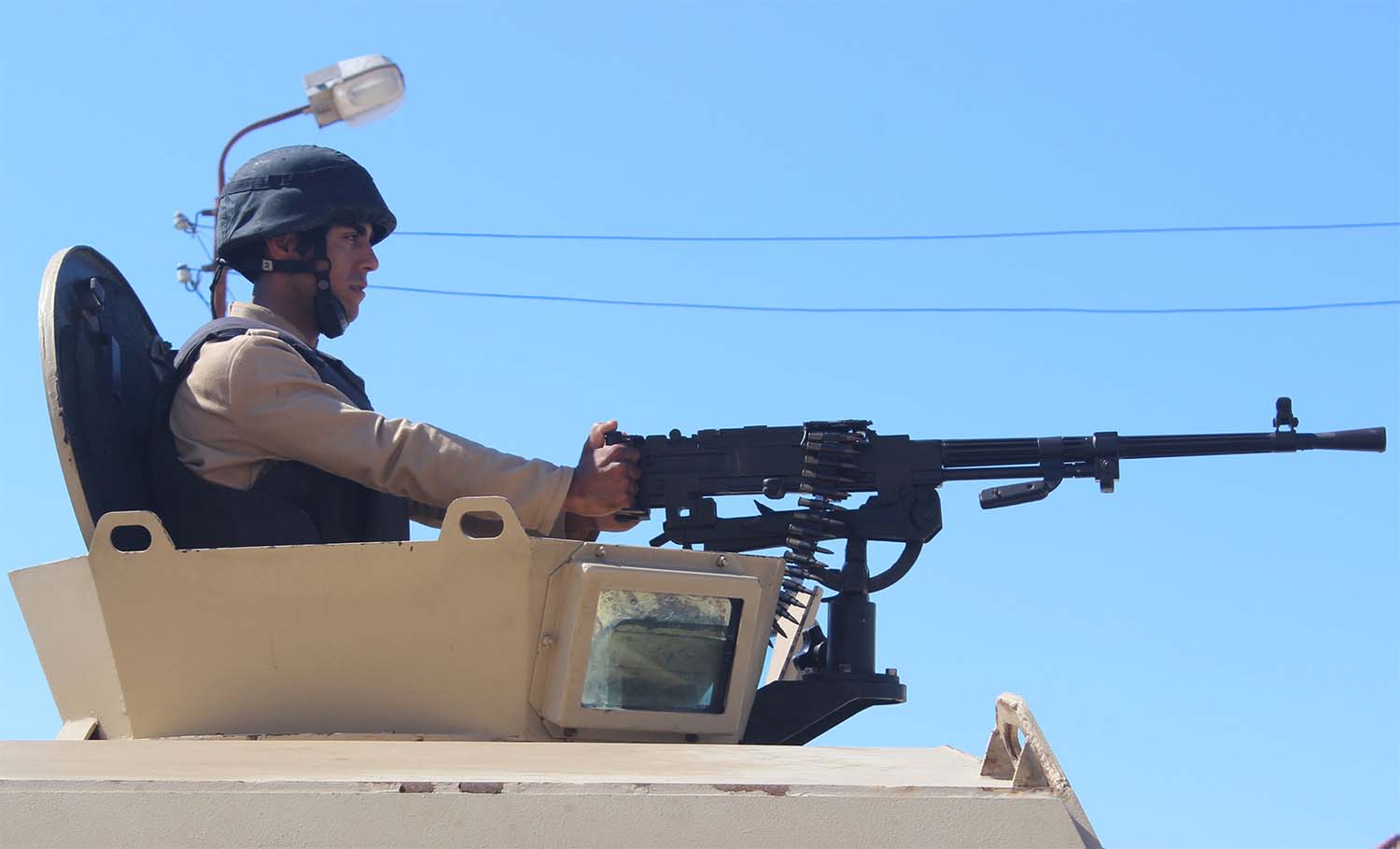 Egyptian troops were riding an armoured vehicle when the bomb went off in New Rafah