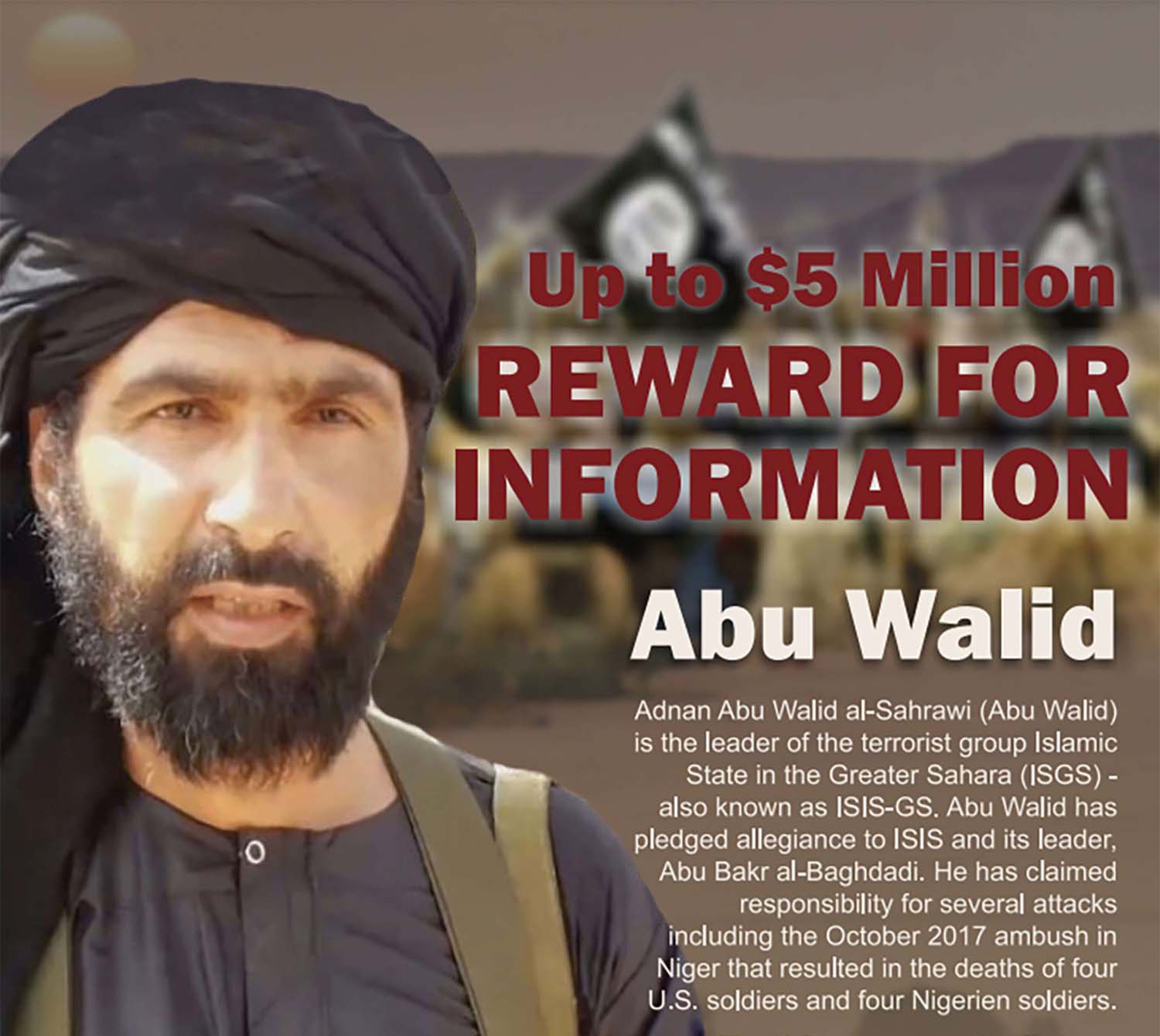 Adnan Abu Walid al-Sahrawi had claimed responsibility for a 2017 attack in Niger