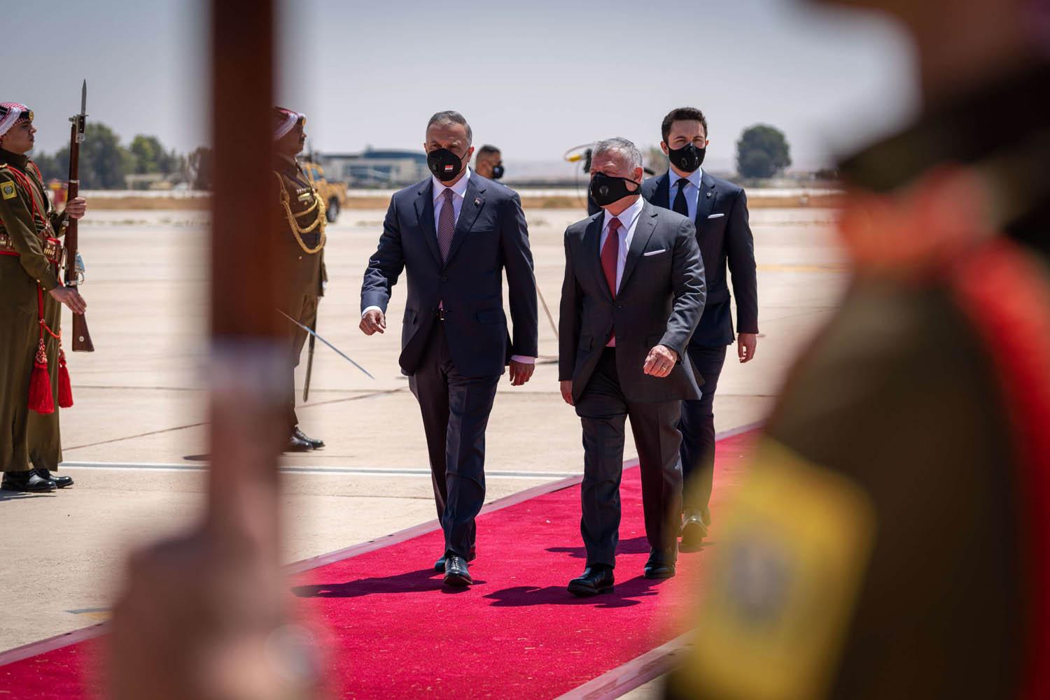 ملك الاردن عبدالله الثاني ورئيس الوزراء العراقي مصطفى الكاظمي
