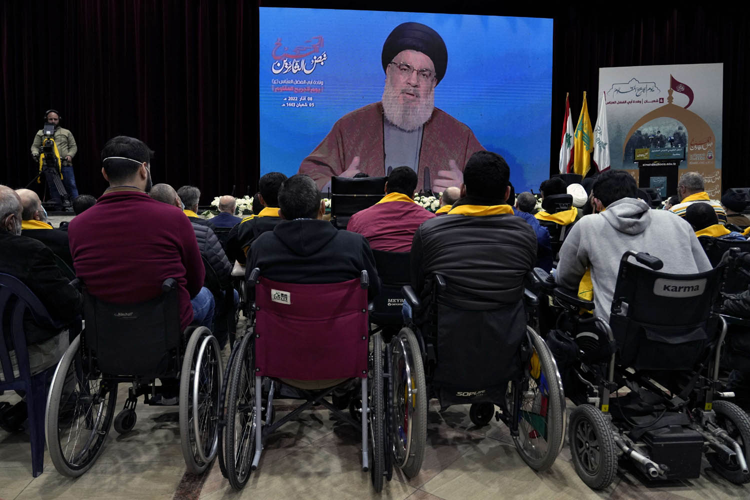 زعيم حزب الله حسن نصرالله يلقي كلمة في جمهرة من معوقي الحزب