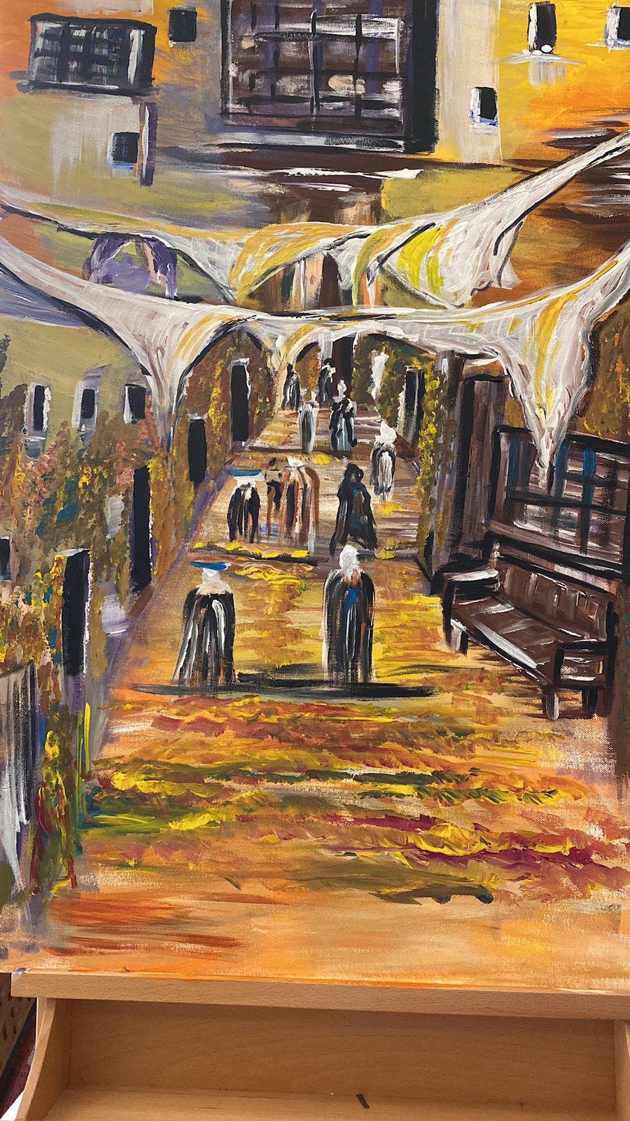 إحدى لوحات الفنانة التشكيلية خديجة توفيق مقدم