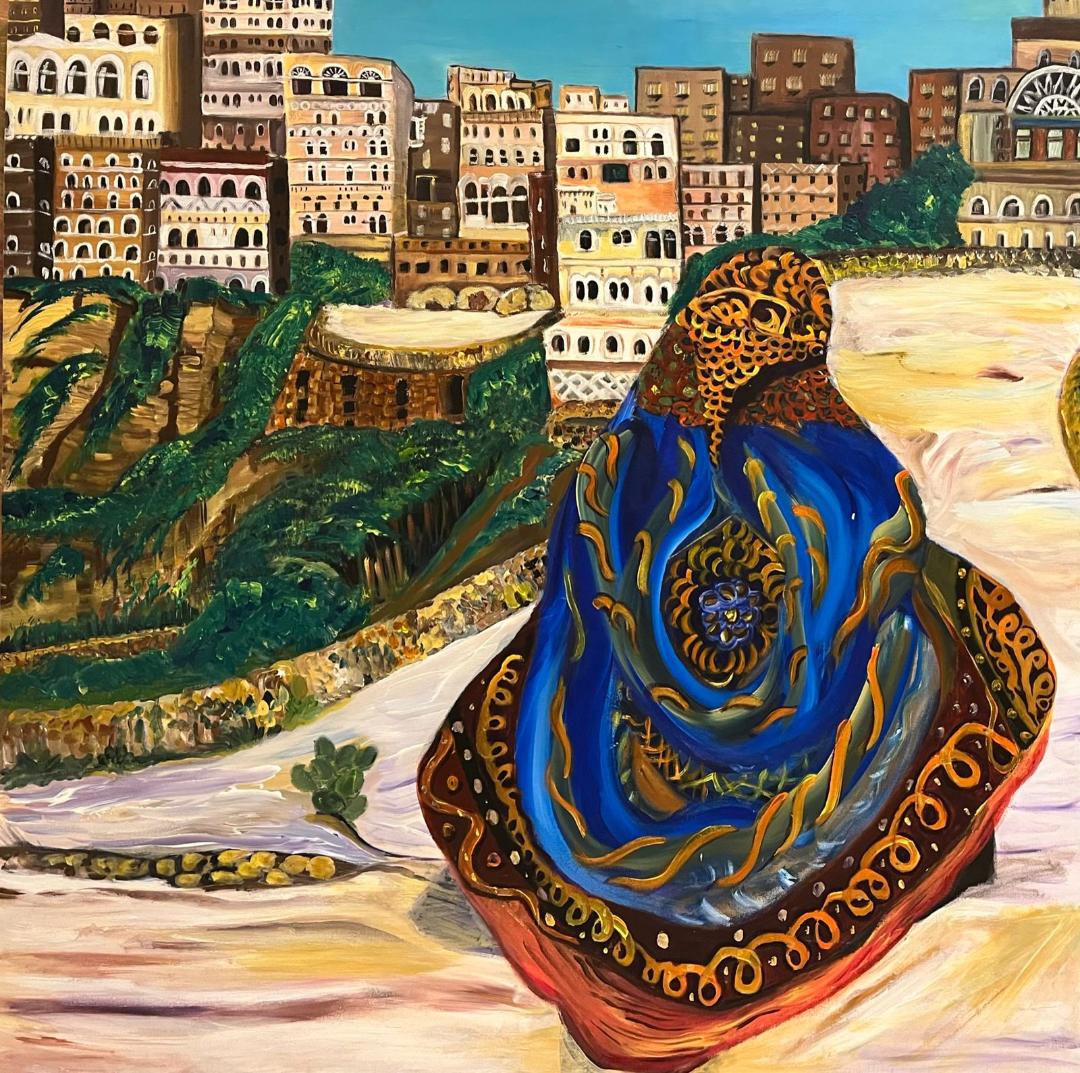 إحدى لوحات الفنانة خديجة توفيق مقدم