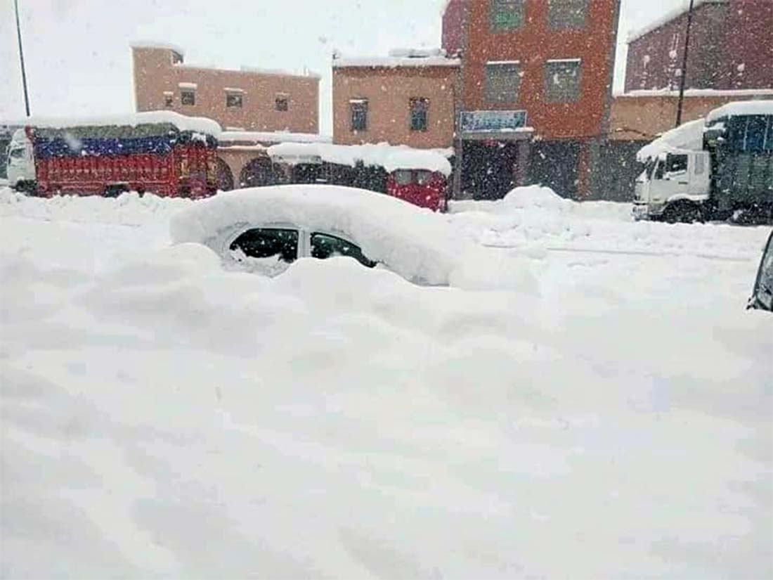 Heavy snowfall in Morocco's southern region