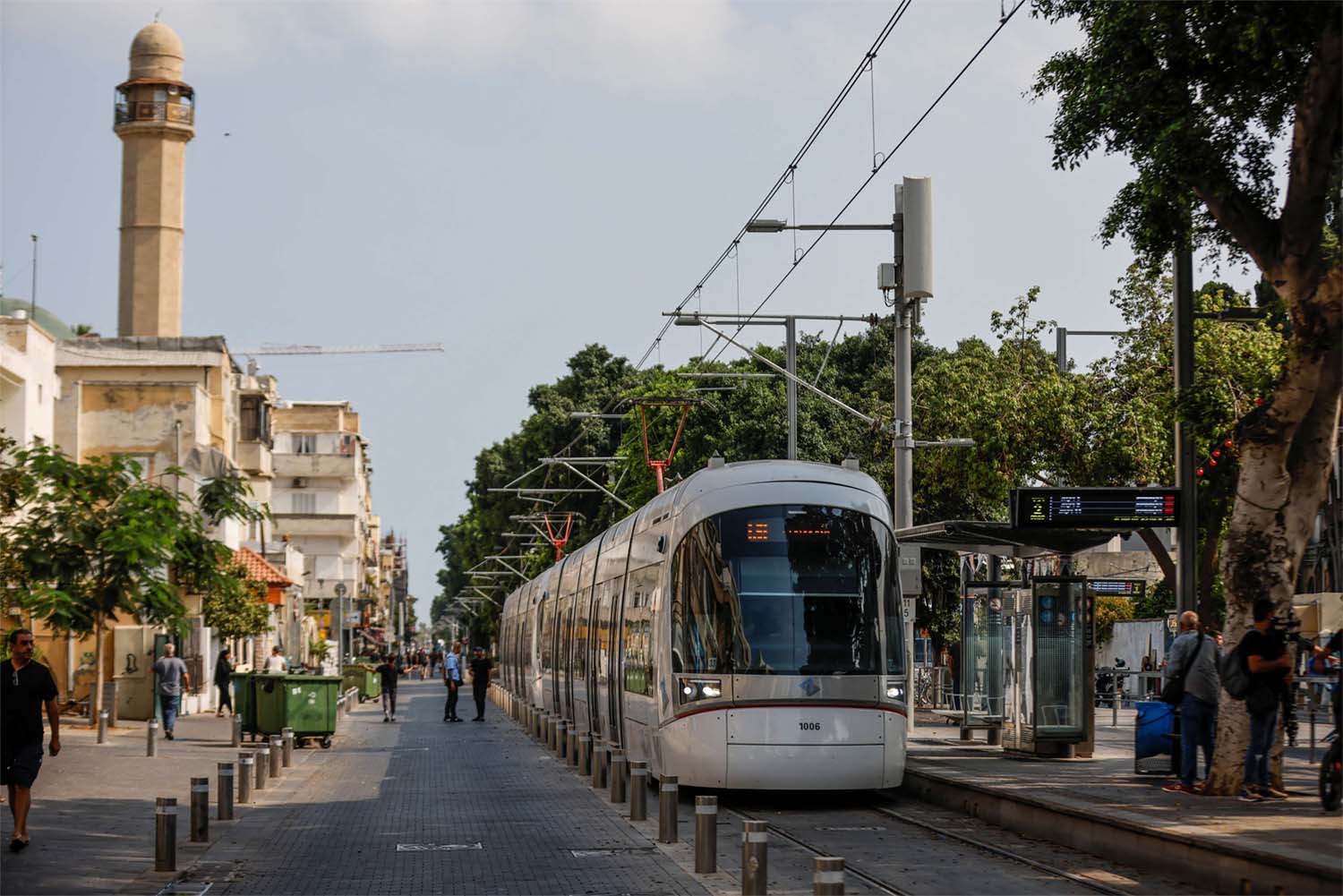 A tram from Israel's new light rail line for the Tel Aviv metropolitan area
