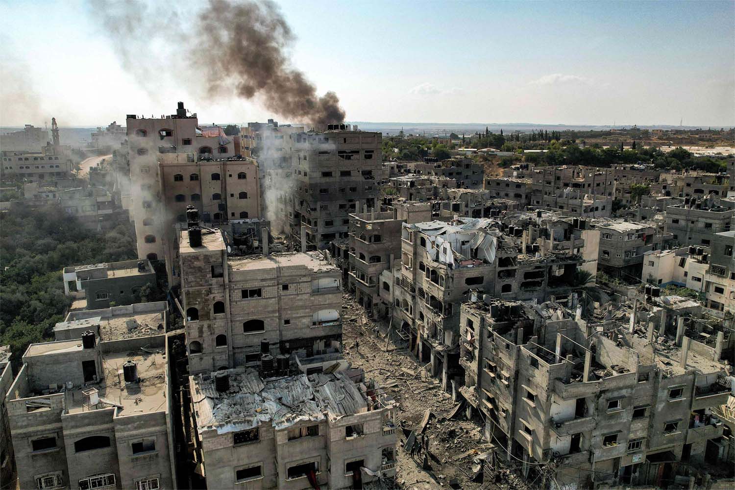 Buildings in Gaza flattened to the ground by Israel's bombardments
