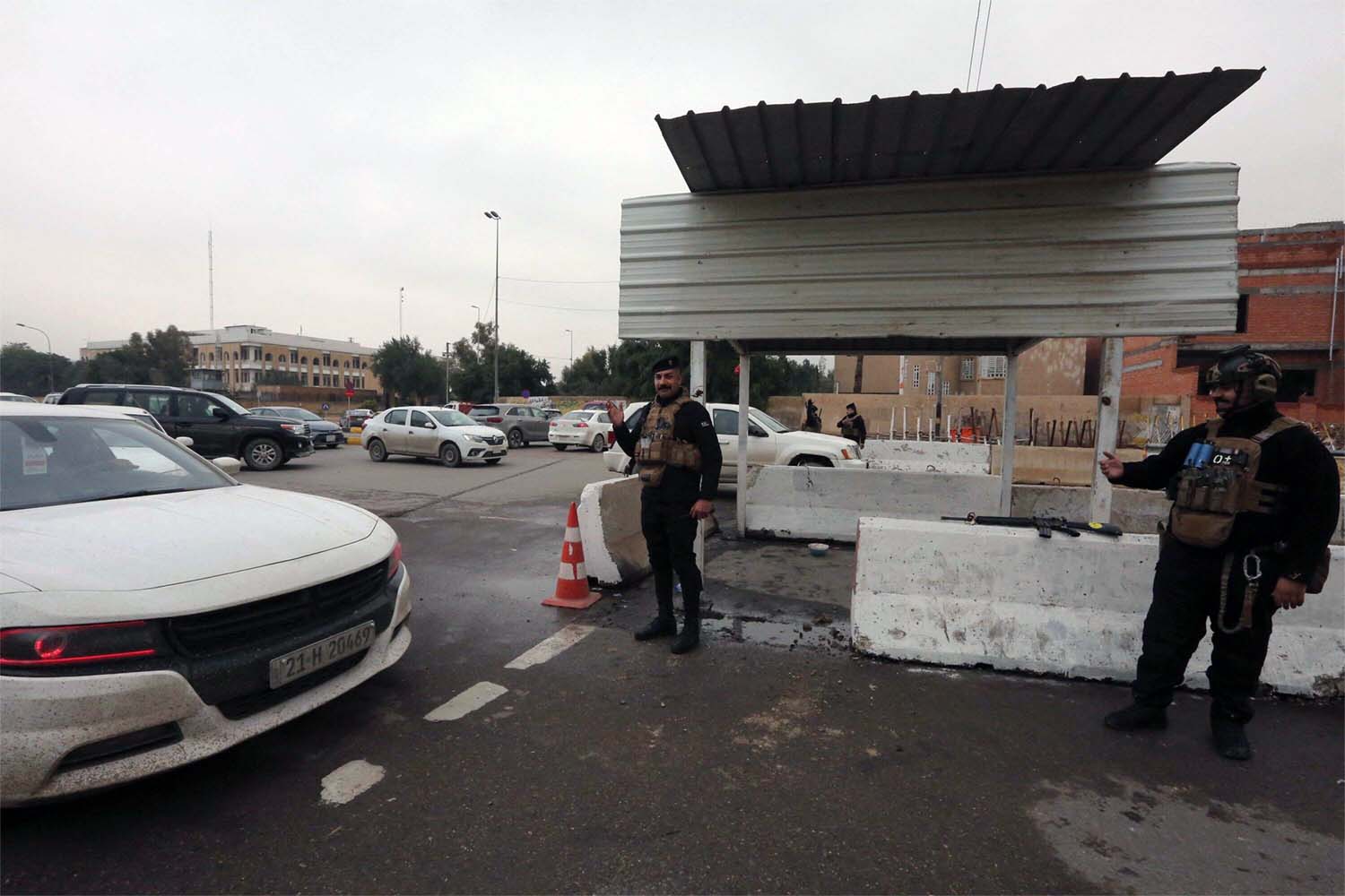 A checkpoint at the entrance of Baghdad's Green Zone