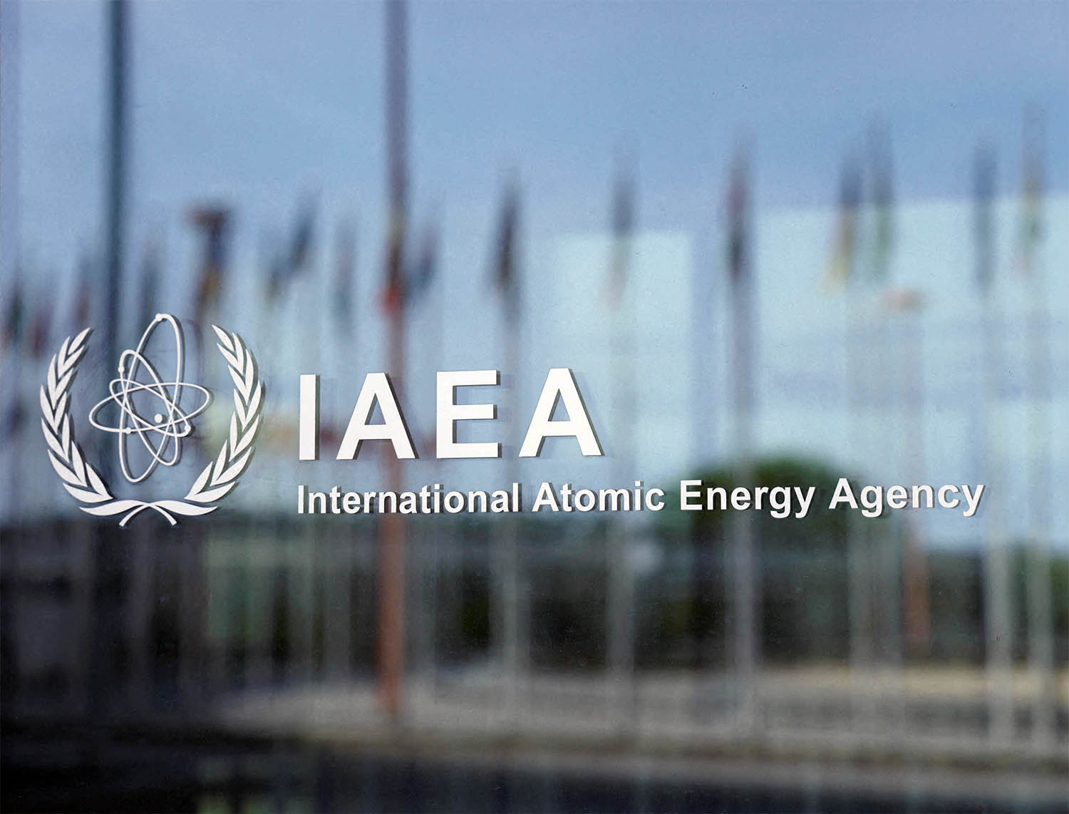  The logo of the International Atomic Energy Agency (IAEA) is seen at their headquarters in Vienna