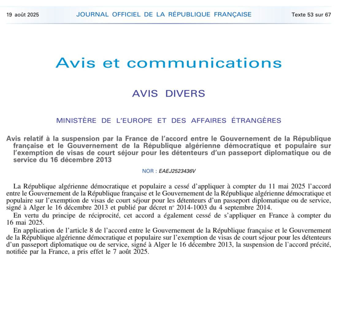 The decision was published Tuesday in the Official Journal of the French Republic 