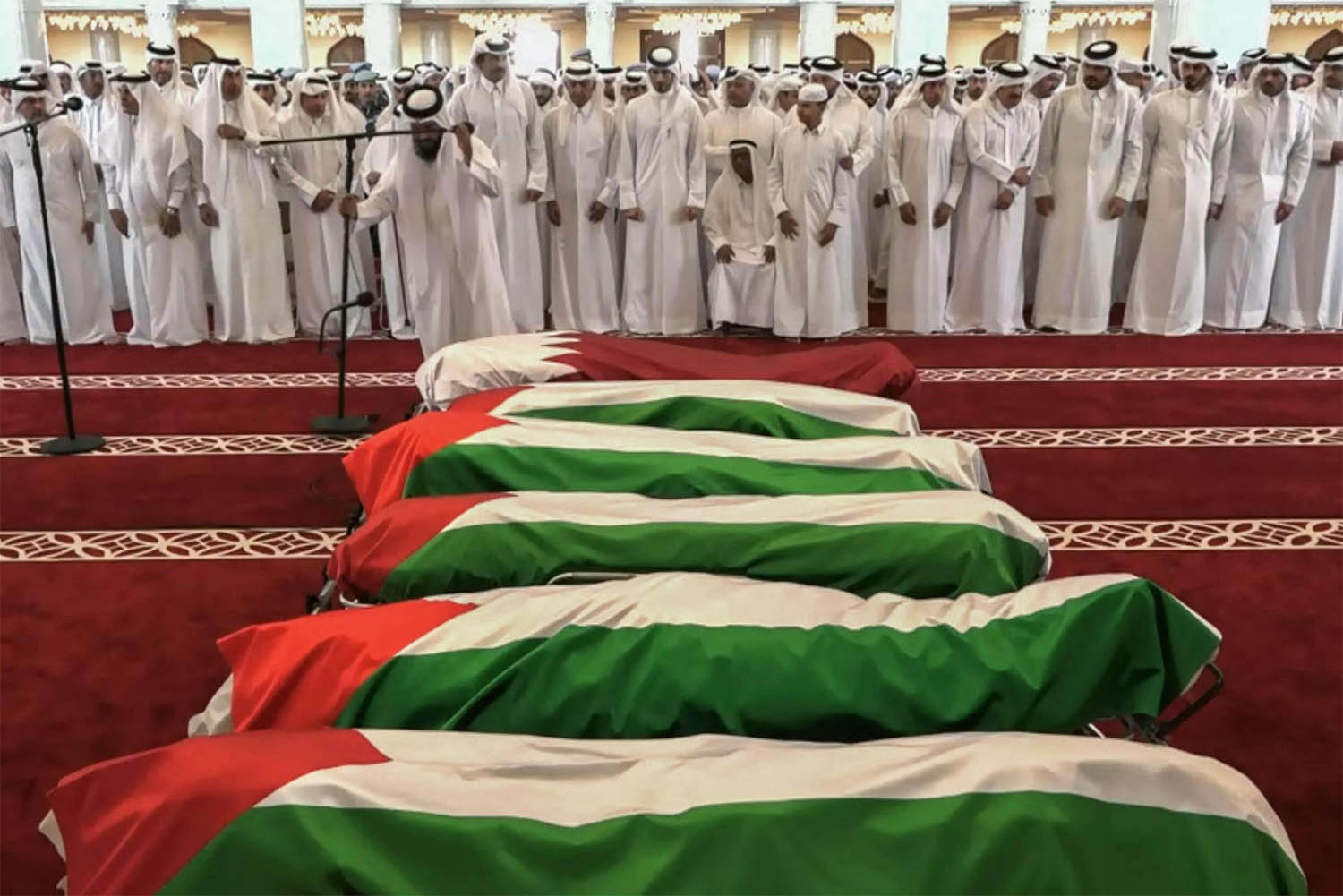 The funeral of people killed in an Israeli strike on figures of Hamas at Sheikh Mohammed bin Abdul Wahhab Mosque in Doha