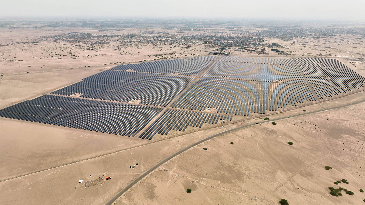 A drone view of the Aden Solar Power Plant