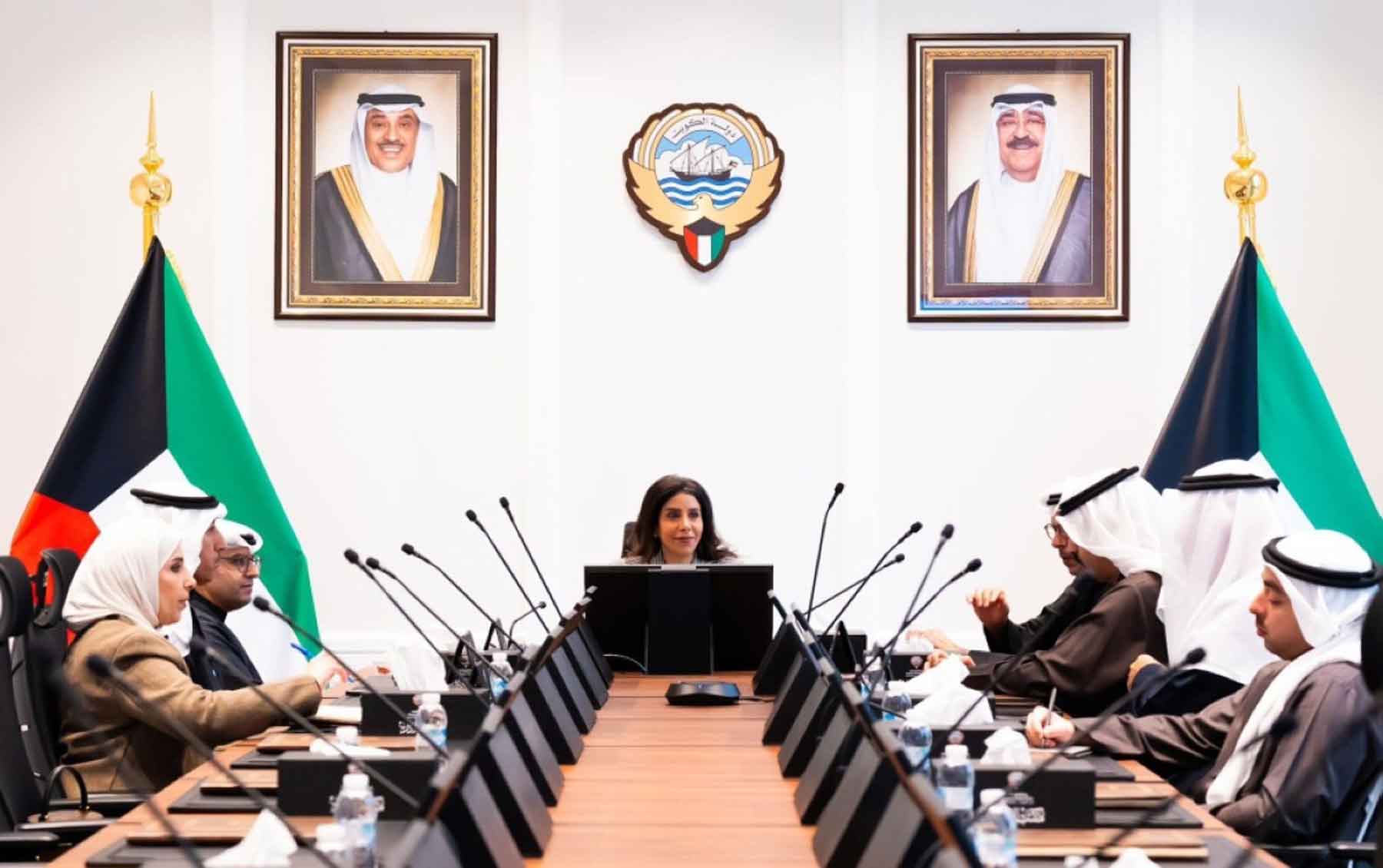 Kuwait’s Minister of Public Works Noura al-Mashaan presides over the 39th meeting of the Ministerial Committee for Monitoring the Implementation of Major Projects. 