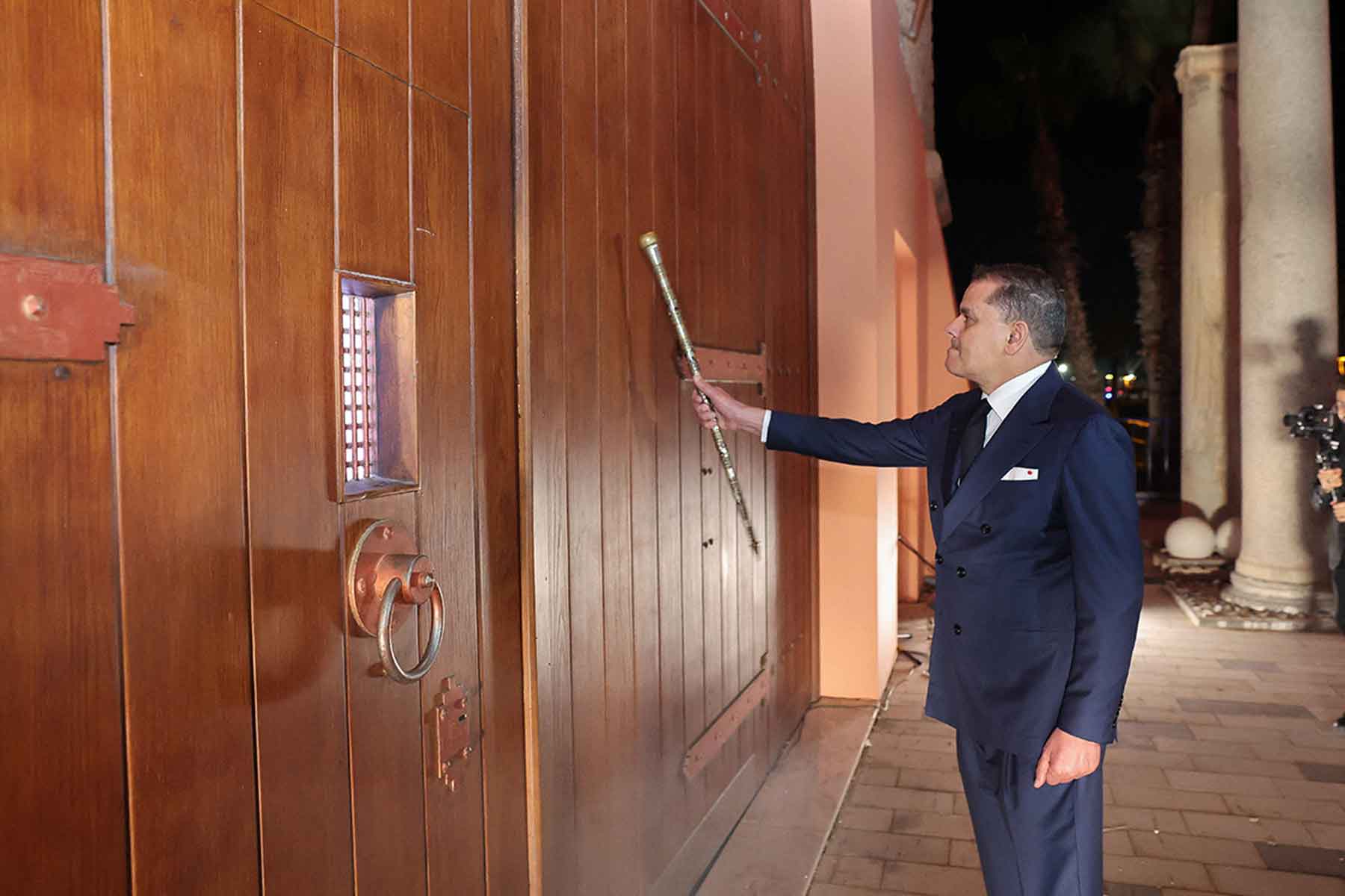 GNU Prime Minister Abdulhamid al-Dbiebah during the reopening ceremony of Libya’s national museum, formerly known as As-Saraya Al-Hamra or the Red Castle. 