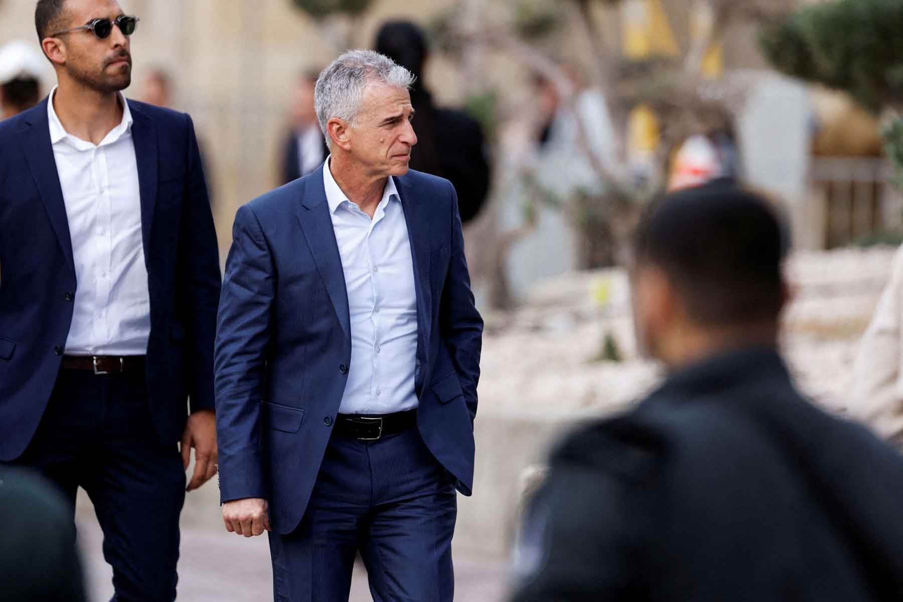 David Barnea, the head of the Israeli Mossad, attends an honour guard at Israel’s Defence Ministry in Tel Aviv, January 16, 2023. 