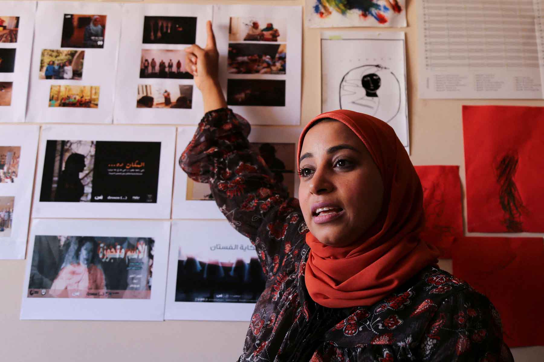 Egyptian founder of ‘Wanas El-Hekayat’, a platform to support women to heal and voice their opinions through storytelling workshops, Zahra Abdellah talks during an interview in Cairo, March 7, 2022. 
