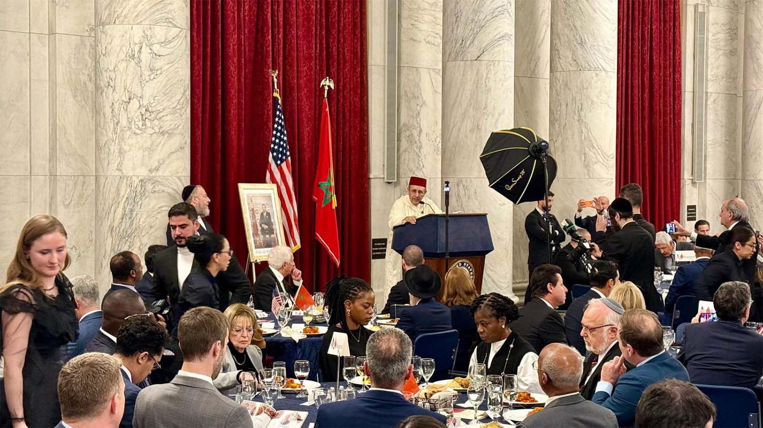 Morocco's ambassador to Washington Youssef Amrani addressing the guests during the ceremony