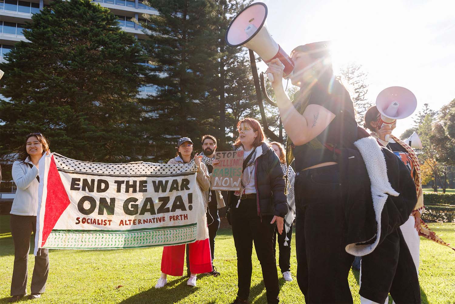 Pro-Palestinian supporters rally in Perth, June 18, 2024