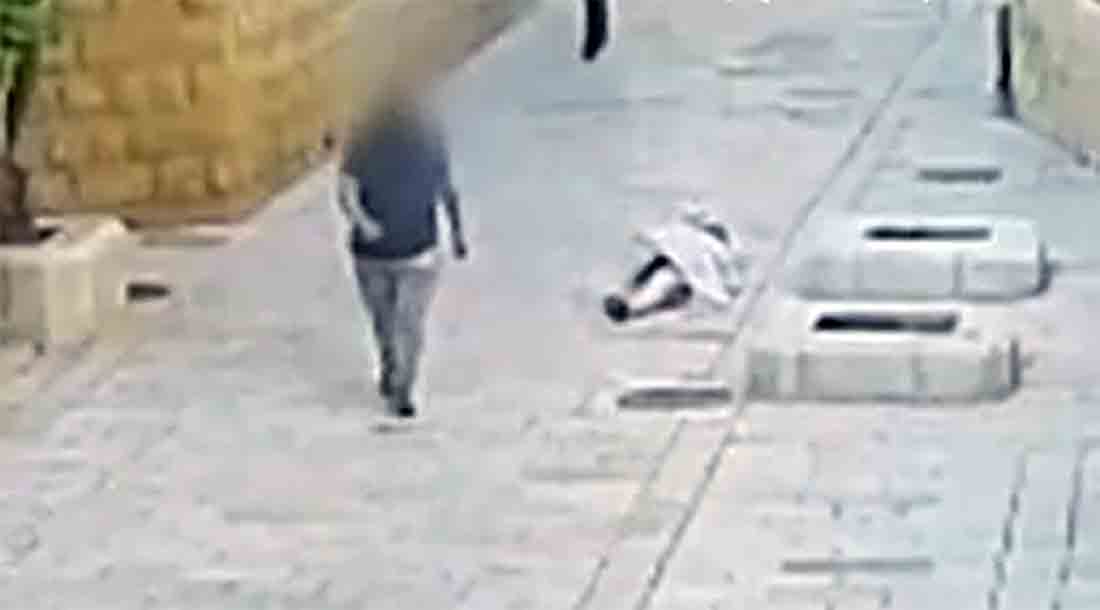 The assault was captured on CCTV