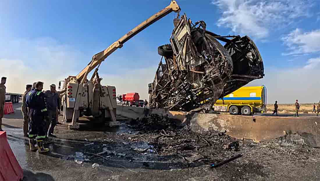 The bus was charred