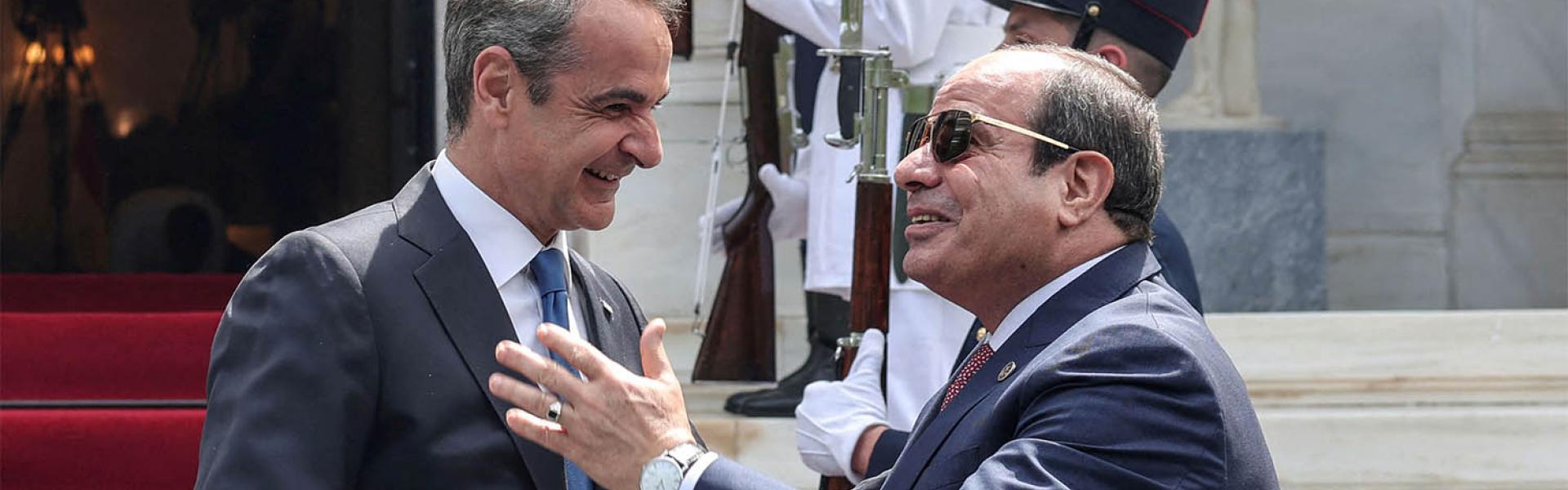 Greek Prime Minister Kyriakos Mitsotakis welcomes Egypt’s President Abdel Fattah al-Sisi in Athens
