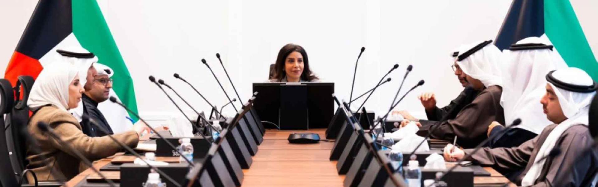 Kuwait’s Minister of Public Works Noura al-Mashaan presides over the 39th meeting of the Ministerial Committee for Monitoring the Implementation of Major Projects. 