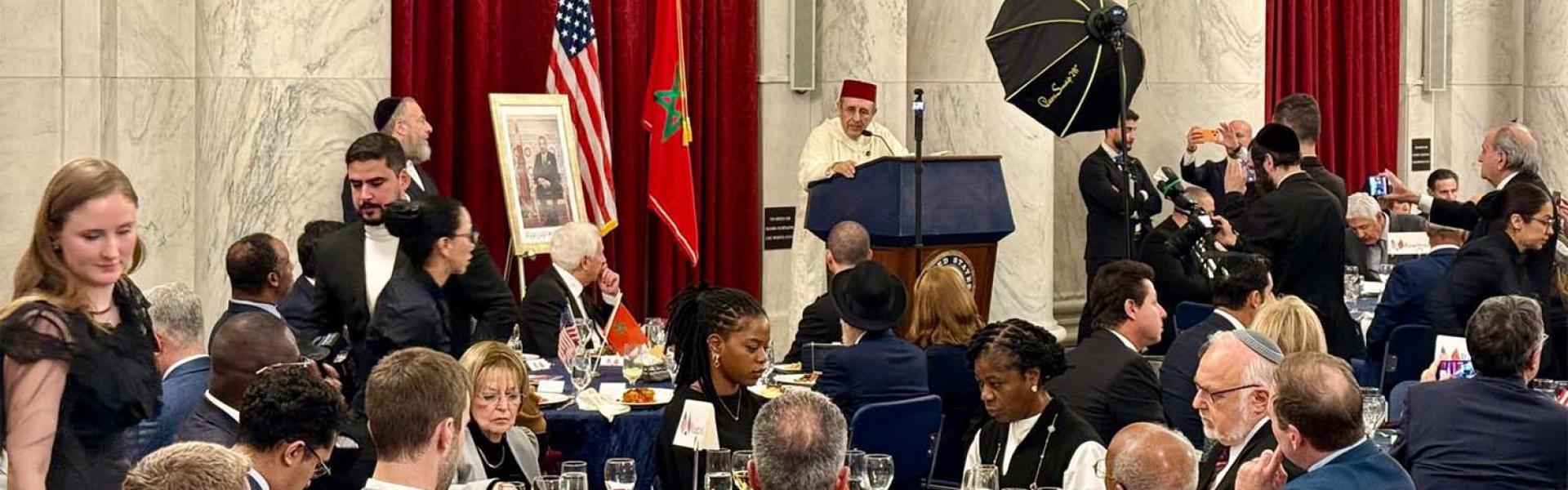 Morocco's ambassador to Washington Youssef Amrani addressing the guests during the ceremony