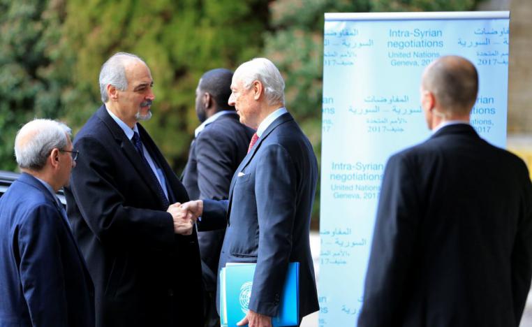 الوسيط الأممي ستيفان دي ميستورا والمندوب السوري بشار الجعفري