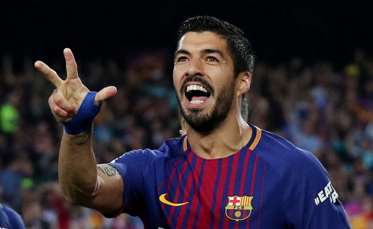 لويس سواريز ي عقب تسجيله الهدف الأول في مرمى ريال