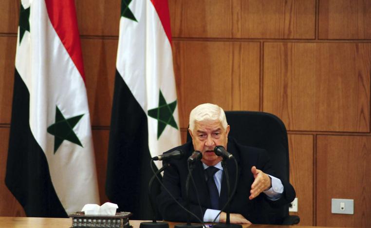 وزير الخارجية السوري وليد المعلم في مؤتمر صحفي في دمشق