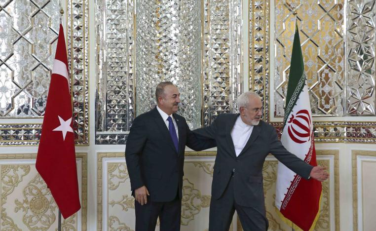 Iranian FM with Turkish counterpart in Tehran, last February