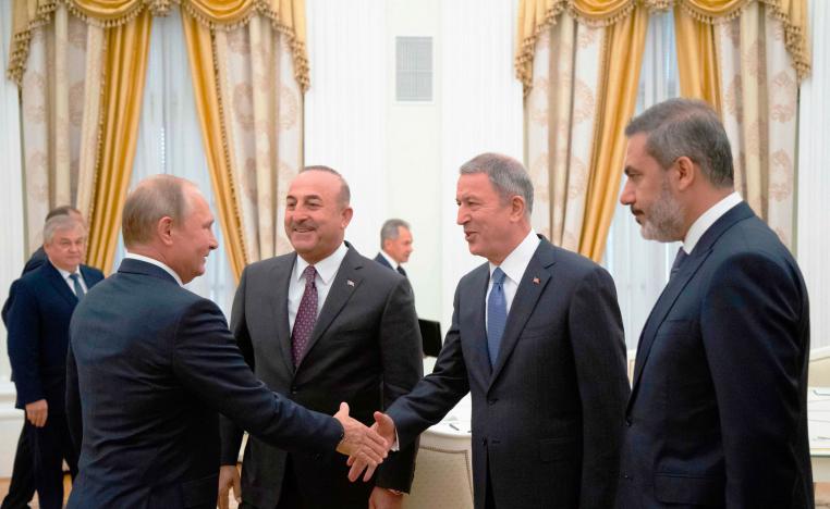 الرئيس الروسي فلاديمير بوتين يستقبل وزيري الخارجية والدفاع التركيين