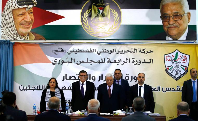 الرئيس الفلسطيني محمود عباس في اجتماع المجلس الثوري لفتح