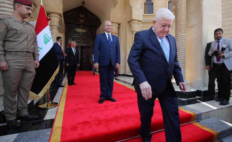 الرئيس العراقي المغادر فؤاد معصوم والرئيس العراقي الجديد برهم صالح