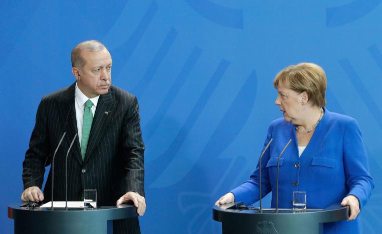 المستشارة الألمانية أنجيلا ميركل والرئيس التركي رجب طيب اردوغان