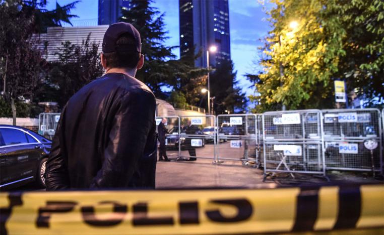 The Saudi consulate is cordoned off by Turkish police in Istanbul 