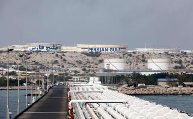 View of an oil facility in the Khark Island, on the shore of the Gulf.