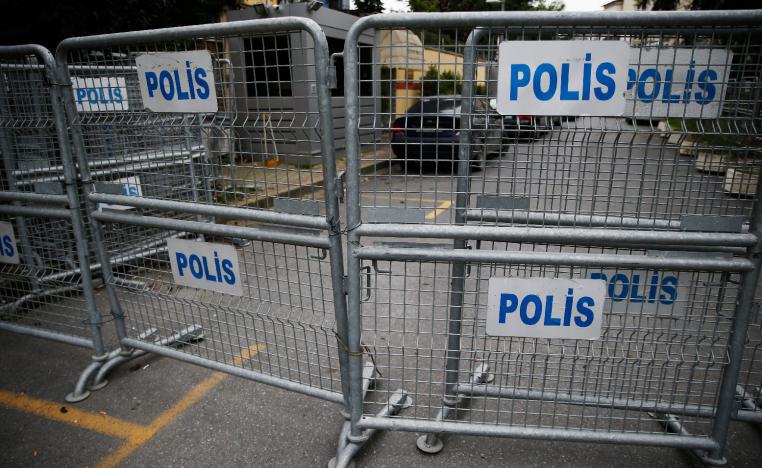 Barriers block the road leading to Saudi Arabia's consulate in Istanbul.