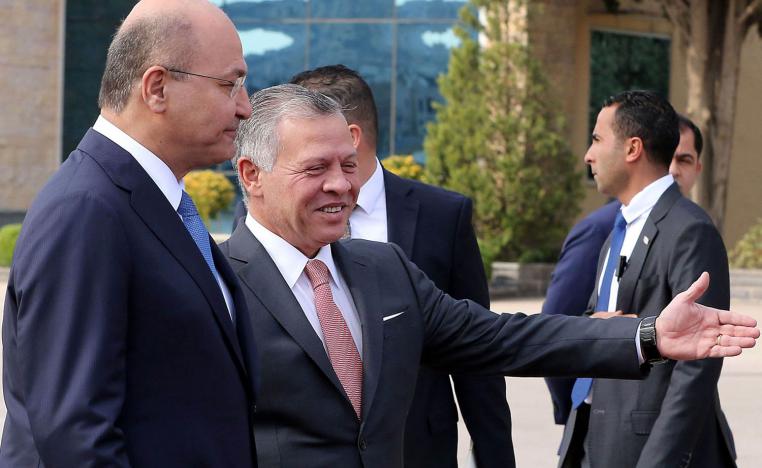 العاهل الأردني الملك عبدالله الثاني في استقبال الرئيس العراقي برهم صالح