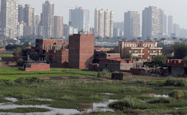A view of houses and farmland on an island on the River Nile in front of high-rise buildings in Cairo, Egypt, November 25, 2018.