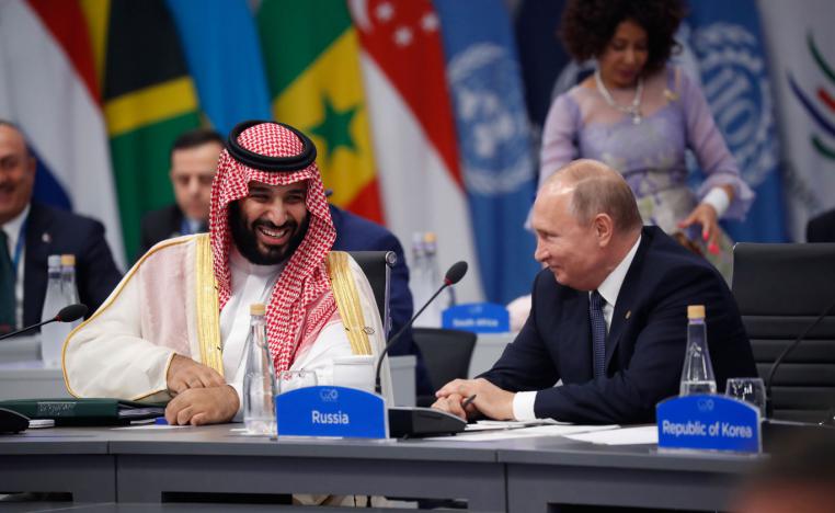 ولي العهد السعودي الأمير محمد بن سلمان والرئيس الروسي فلاديمير بوتين في قمة العشرين