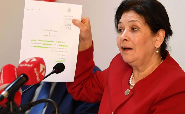 Sihem Ben Sedrine, President of Tunisia's Truth and Dignity Forum (IVD) gives a press conference in the capital Tunis on May 25, 2018