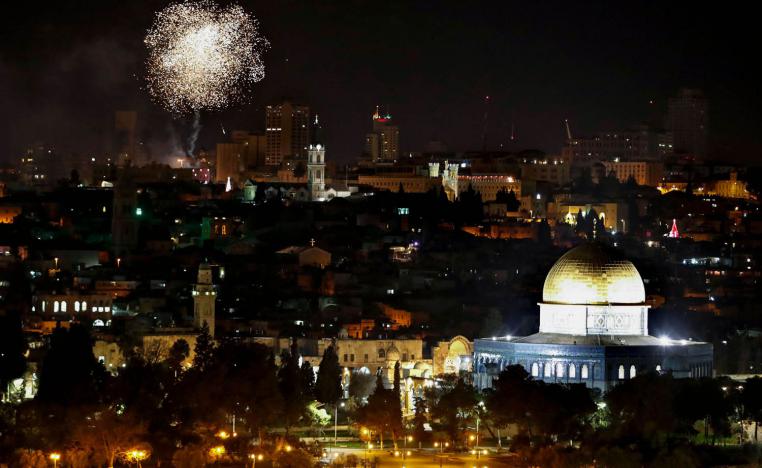 العاب نارية احتفالا بالعام الجديد في القدس